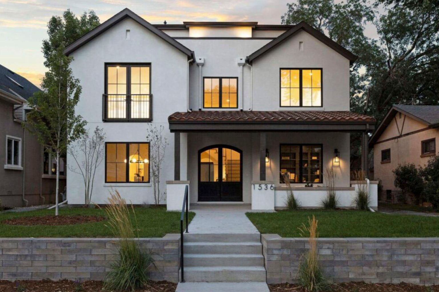 Modern custom home construction front elevation