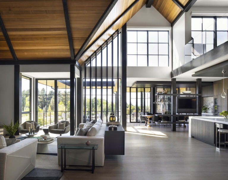 Vaulted cedar ceiling open living room