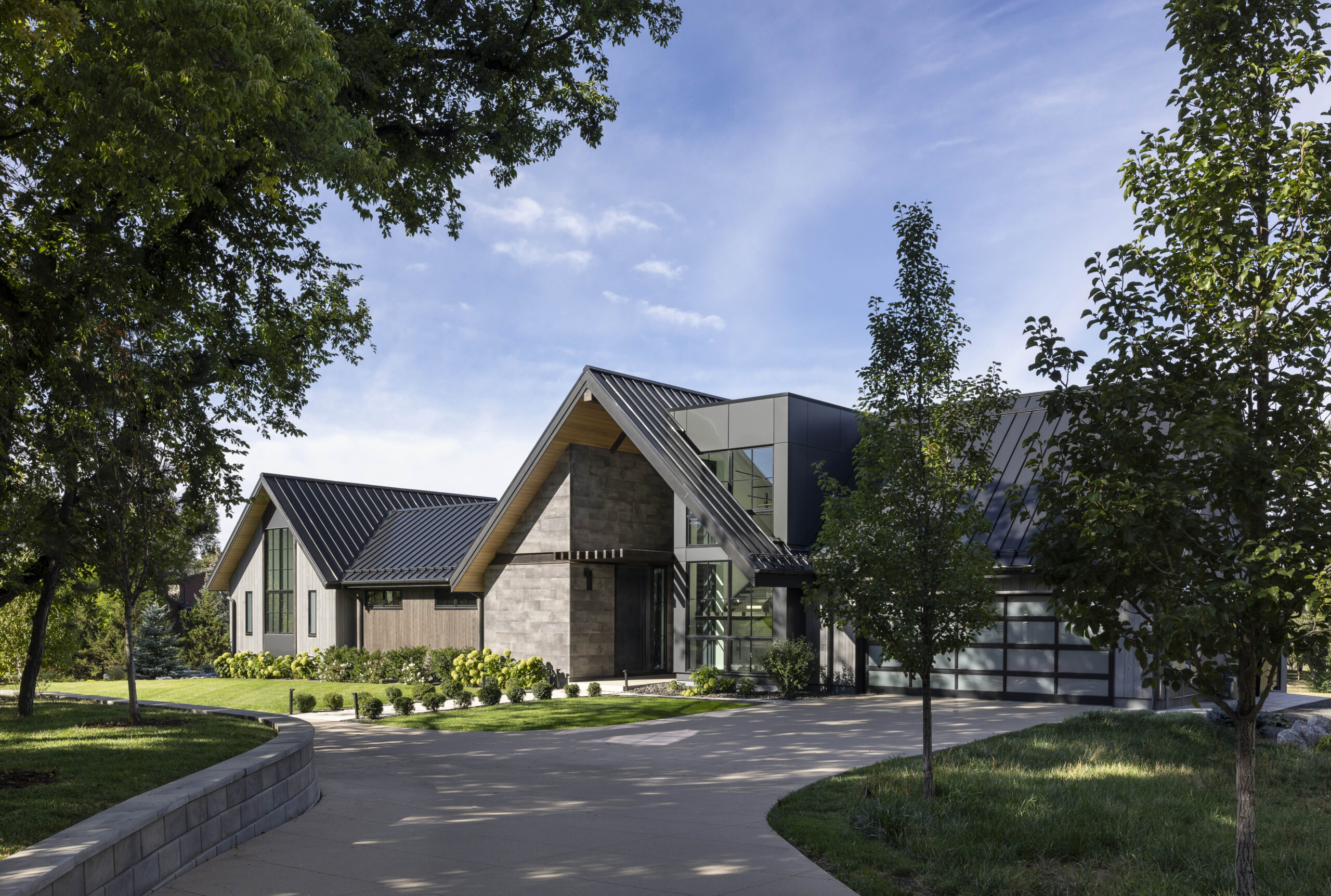 Custom home seen on the approach from the driveway, 6 Cherry Lane Drive, Cherry Hills Village